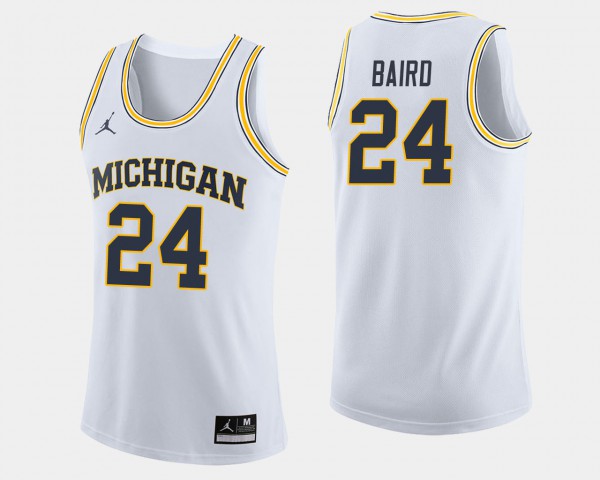 Michigan Wolverines #24 Men's C.J. Baird Jersey White College Basketball High School